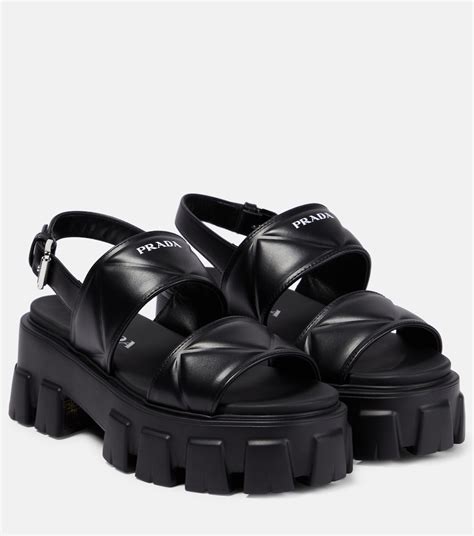 prada black rope sandals|prada chunky heel sandal.